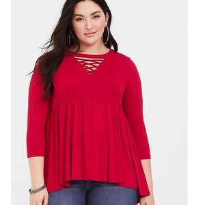 TORRID Super soft red lattice babydoll